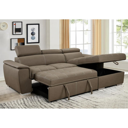 Canapé d'angle convertible Roomfitters 97 avec méridienne de rangement, appuie-têtes réglables et canapé-lit contemporain en L