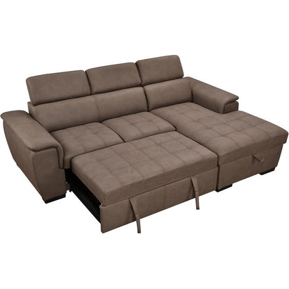 Canapé sectionnel convertible Roomfitters 97 avec méridienne de rangement, appuis-tête réglables, canapé-lit contemporain en L