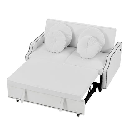 Canapé-lit réglable Roomfitters avec dossier capitonné, ports USB et coussins lombaires floraux, idéal pour le salon