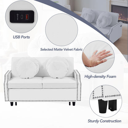 Canapé-lit réglable Roomfitters avec dossier capitonné, ports USB et coussins lombaires floraux, idéal pour le salon
