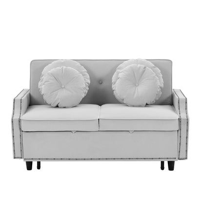 Canapé-lit réglable Roomfitters avec dossier capitonné, ports USB et coussins lombaires floraux, idéal pour le salon