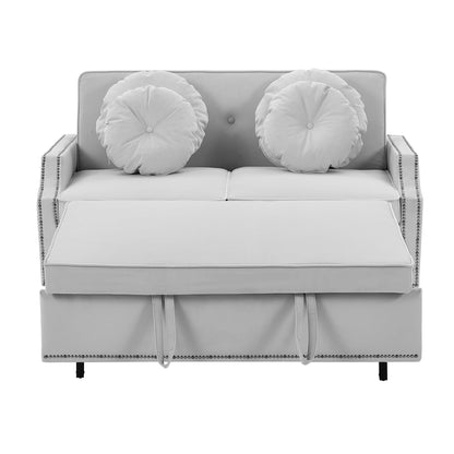 Canapé-lit réglable Roomfitters avec dossier capitonné, ports USB et coussins lombaires floraux, idéal pour le salon