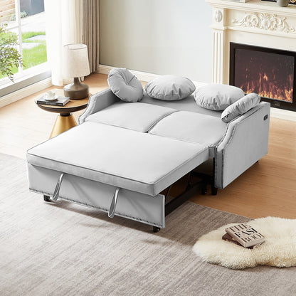 Canapé-lit réglable Roomfitters avec dossier capitonné, ports USB et coussins lombaires floraux, idéal pour le salon