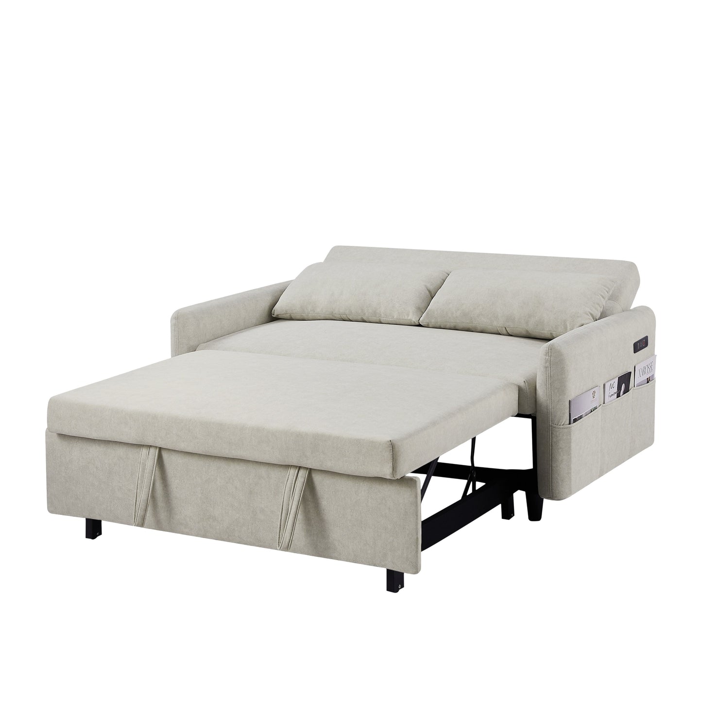 Canapé-lit gigogne Roomfitters avec dossier réglable, poches de rangement, ports USB et oreillers moelleux
