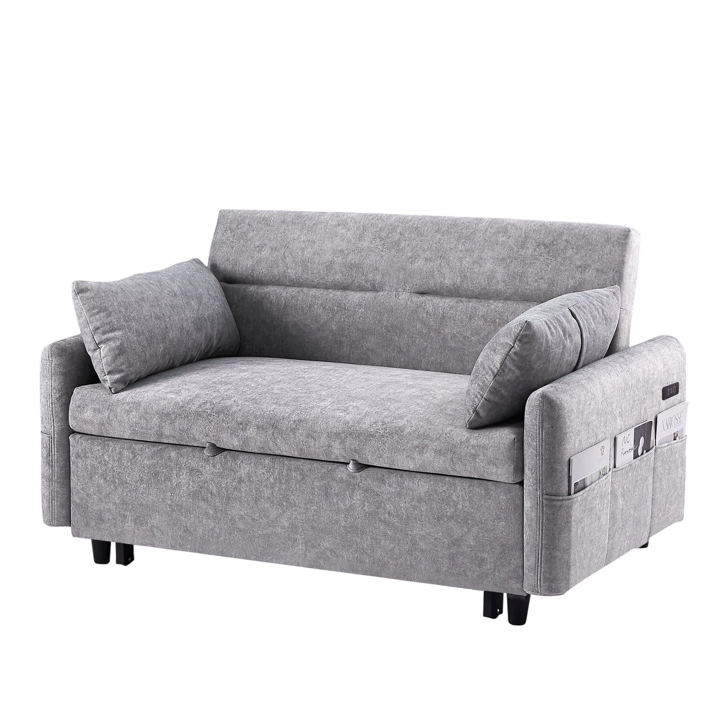 Canapé-lit gigogne Roomfitters avec dossier réglable, poches de rangement, ports USB et oreillers moelleux
