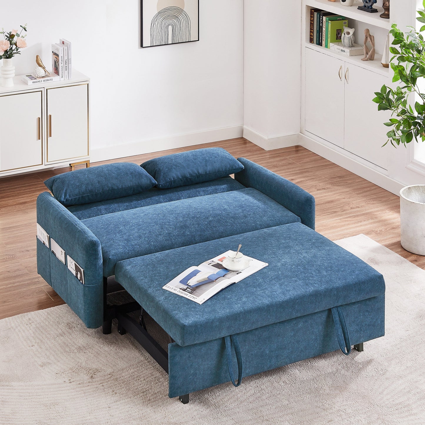 Canapé-lit gigogne Roomfitters avec dossier réglable, poches de rangement, ports USB et oreillers moelleux