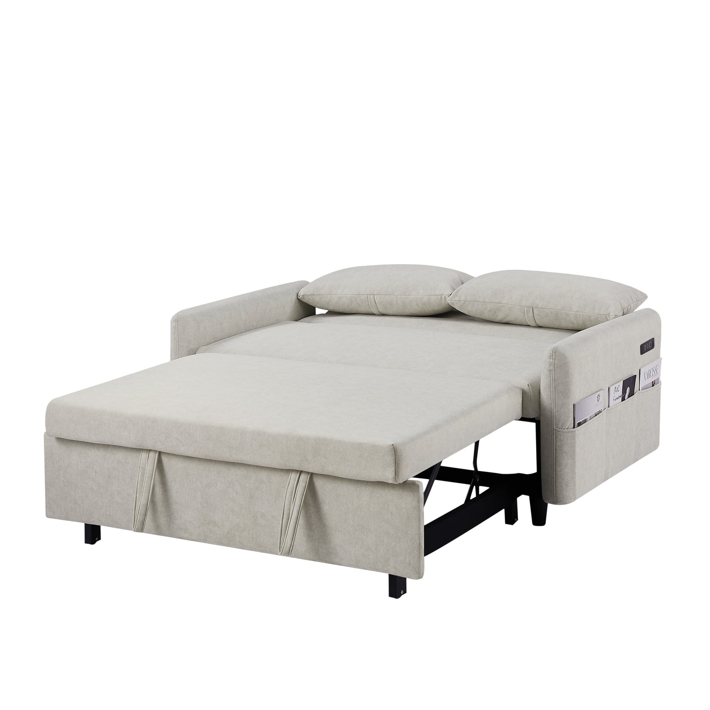 Canapé-lit gigogne Roomfitters avec dossier réglable, poches de rangement, ports USB et oreillers moelleux