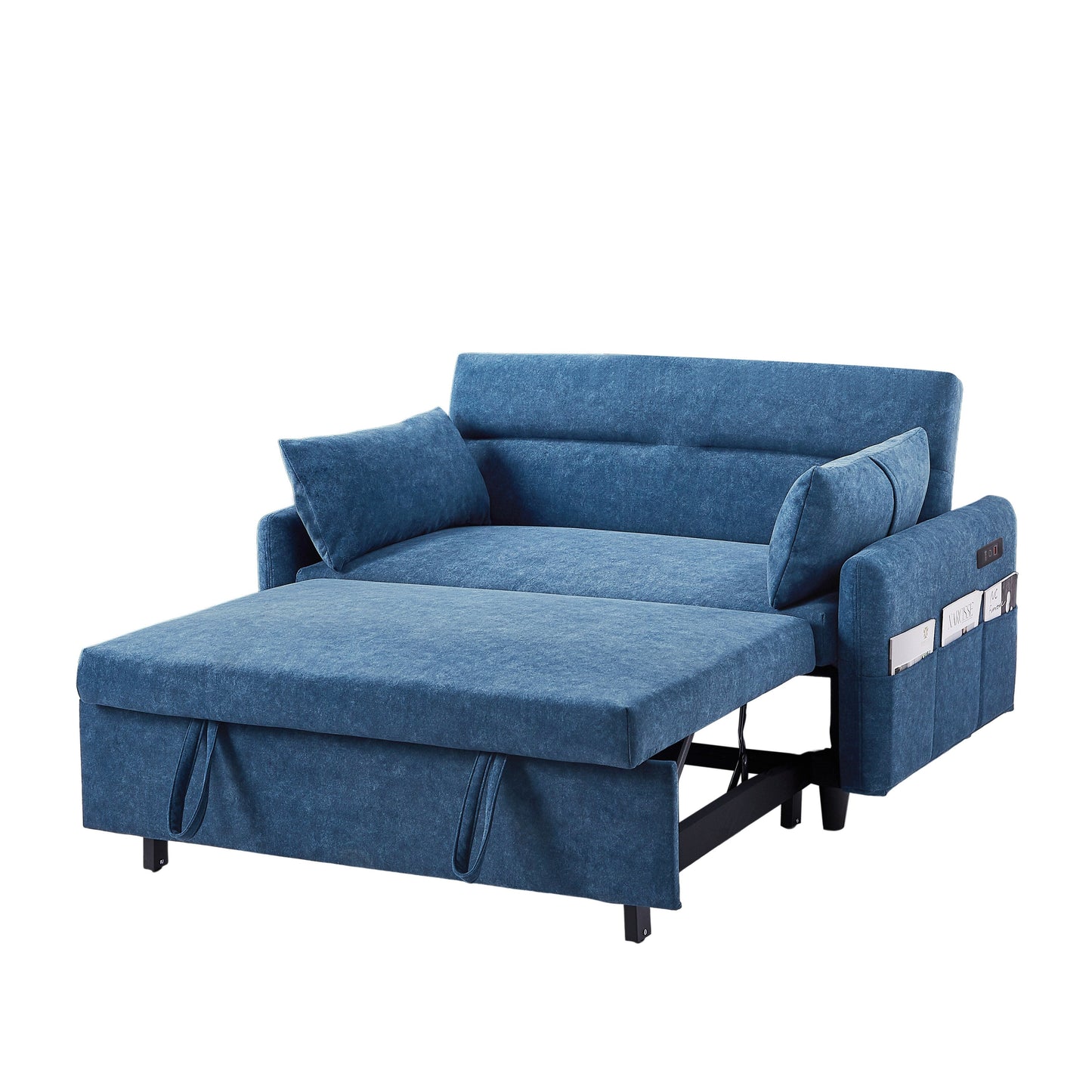 Canapé-lit gigogne Roomfitters avec dossier réglable, poches de rangement, ports USB et oreillers moelleux