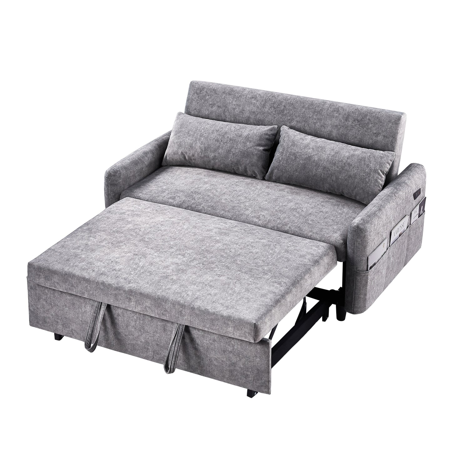 Canapé-lit gigogne Roomfitters avec dossier réglable, poches de rangement, ports USB et oreillers moelleux