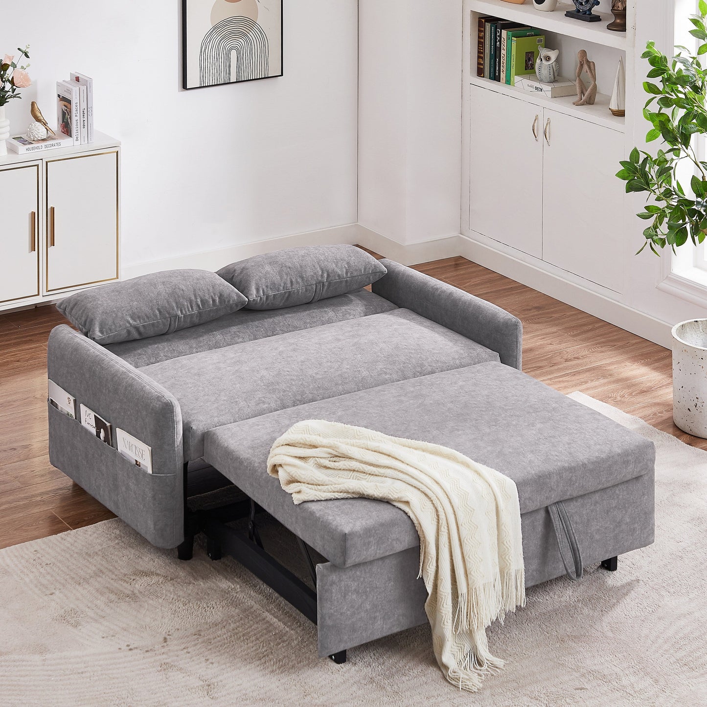 Canapé-lit gigogne Roomfitters avec dossier réglable, poches de rangement, ports USB et oreillers moelleux