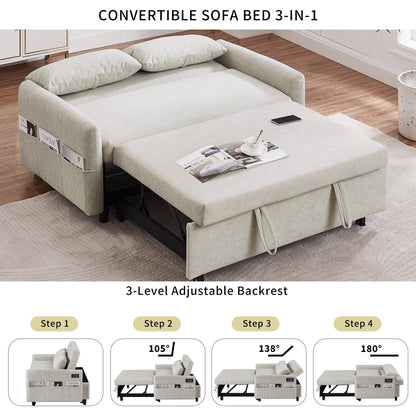 Canapé-lit gigogne Roomfitters avec dossier réglable, poches de rangement, ports USB et oreillers moelleux
