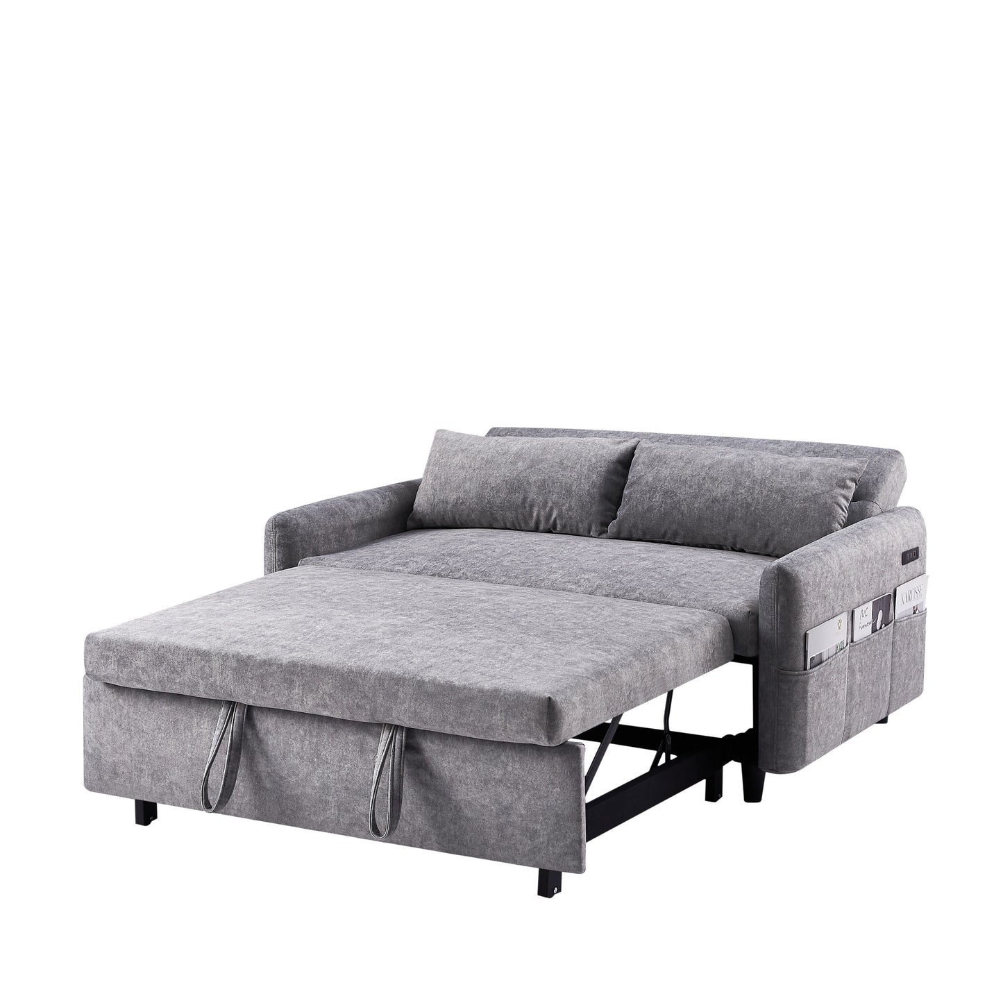 Canapé-lit gigogne Roomfitters avec dossier réglable, poches de rangement, ports USB et oreillers moelleux