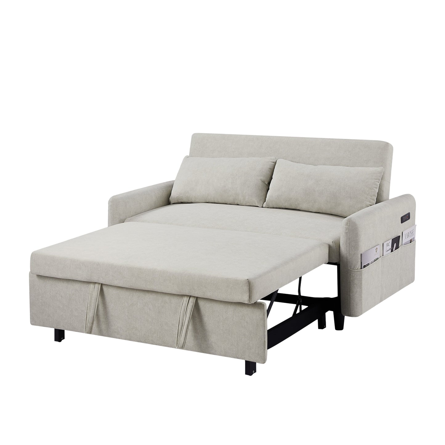 Canapé-lit gigogne Roomfitters avec dossier réglable, poches de rangement, ports USB et oreillers moelleux