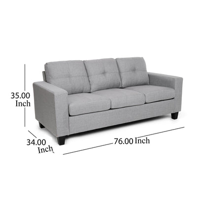 Canapé 76 pouces, confortable, moderne, avec coussins en tissu gris capitonné lisse
