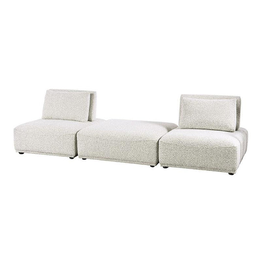 Canapé modulable 2 places Stavan, ottoman carré gris, dossier réglable