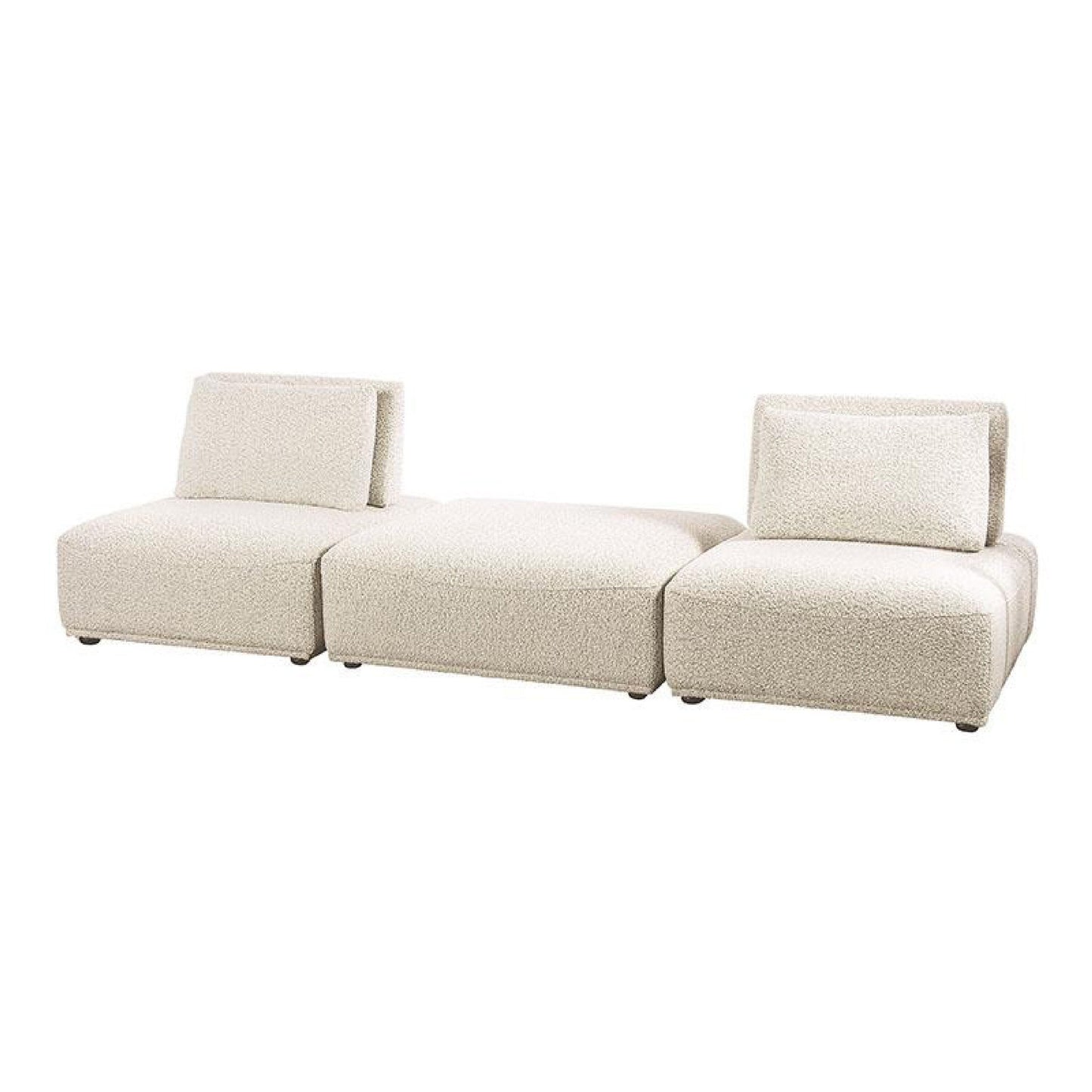 Canapé modulable 2 places Stavan, ottoman beige Boucle, profondeur d'assise réglable