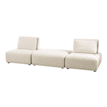 Canapé modulable 2 places Stavan, ottoman beige Boucle, profondeur d'assise réglable