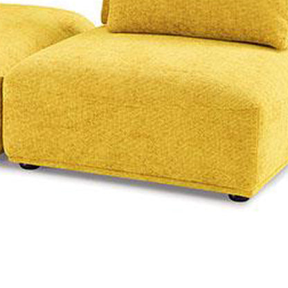 Canapé modulable 2 places Stavan, pouf, chenille jaune, dossier réglable