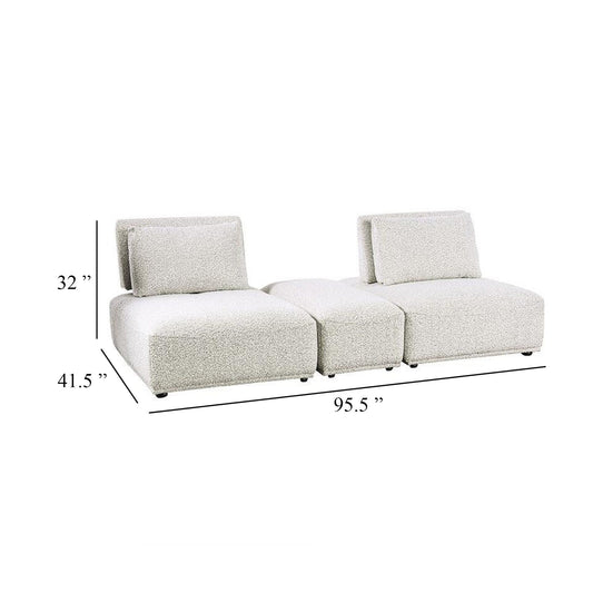 Canapé modulable 2 places Stavan, petit pouf, gris clair, dossier réglable