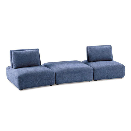 Ensemble de canapés modulaires 2 places Stavan, assise réglable en chenille bleue