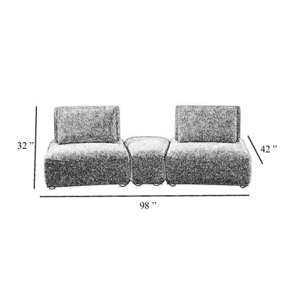 Canapé modulable incurvé 2 places Stavan, chenille bleue, dossiers réglables