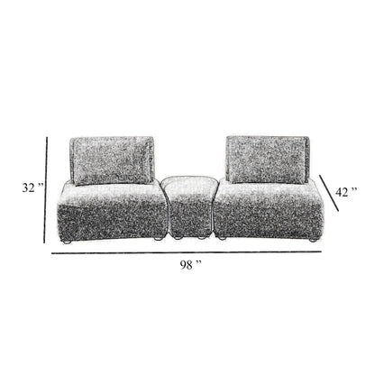 Canapé modulable incurvé 2 places Stavan, dossier réglable en boucle marron clair
