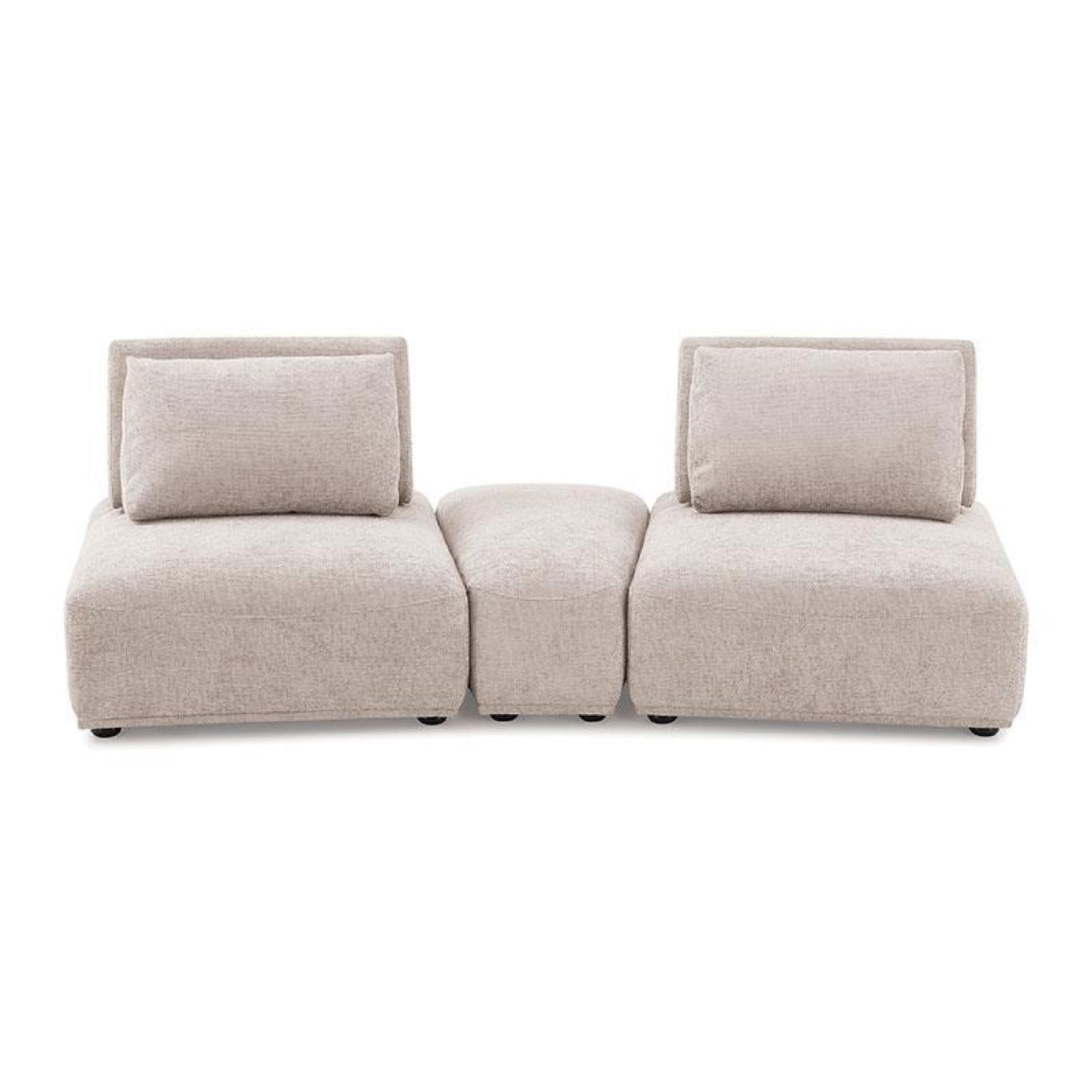 Canapé modulable incurvé 2 places Stavan, dossier réglable en boucle marron clair
