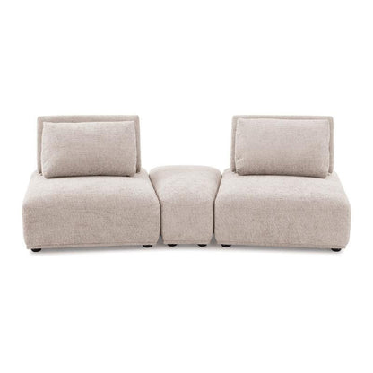 Canapé modulable incurvé 2 places Stavan, dossier réglable en boucle marron clair