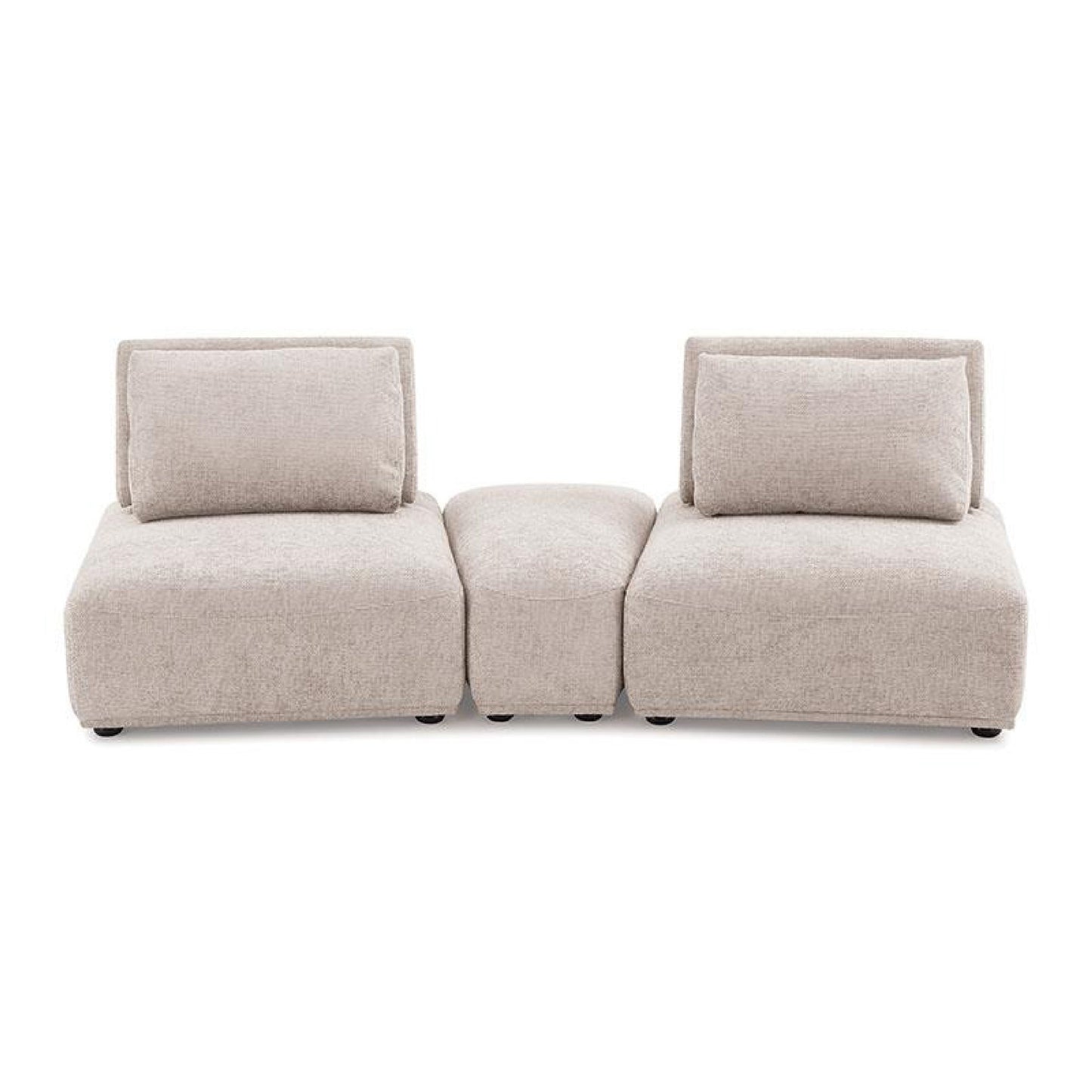 Canapé modulable incurvé 2 places Stavan, dossier réglable en boucle marron clair