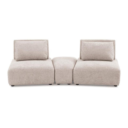 Canapé modulable incurvé 2 places Stavan, dossier réglable en boucle marron clair