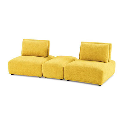 Canapé modulable incurvé 2 places Stavan, ottoman, dossier réglable jaune