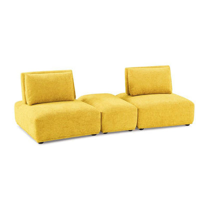 Canapé modulable incurvé 2 places Stavan, ottoman, dossier réglable jaune