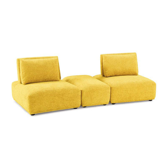 Canapé modulable incurvé 2 places Stavan, ottoman, dossier réglable jaune