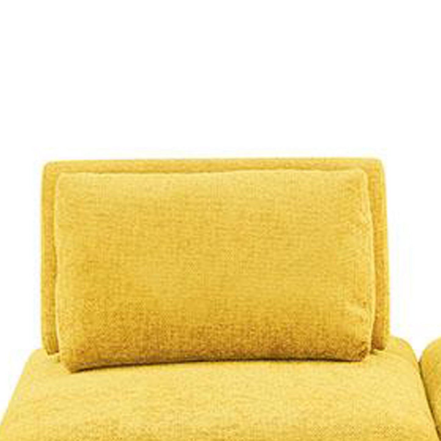 Canapé modulable incurvé 2 places Stavan, chenille jaune, dossier réglable