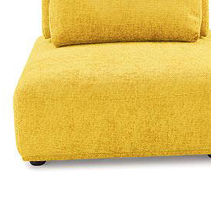 Canapé modulable incurvé 2 places Stavan, chenille jaune, dossier réglable