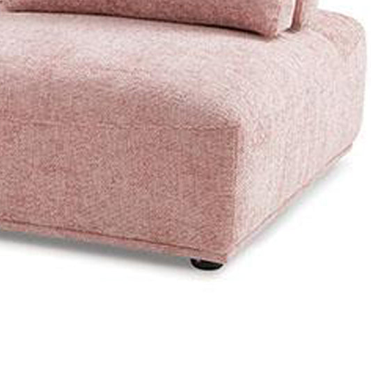 Canapé modulable incurvé 2 places Stavan, pouf rose, dossier réglable