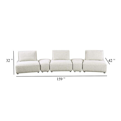 Canapé modulable incurvé 3 places Stavan, gris Boucle, profondeur d'assise réglable