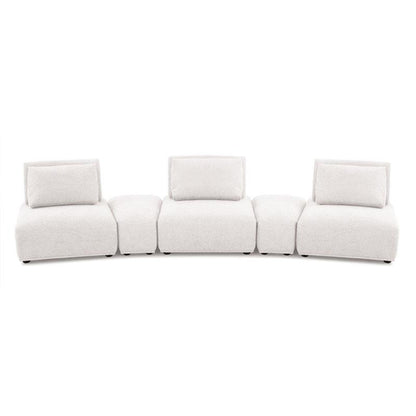 Canapé modulable incurvé 3 places Stavan, boucle blanche, dossiers réglables