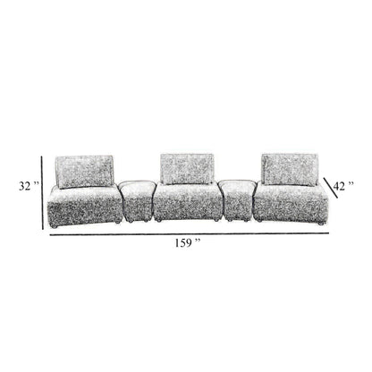 Canapé modulable incurvé 3 places Stavan, boucle blanche, dossiers réglables